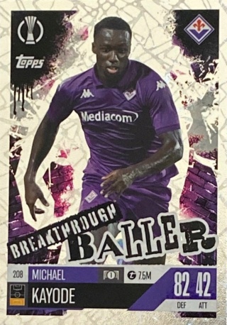 208 Michael Kayode ACF Fiorentina Breakthrough Baller Match Attax Extra 2025