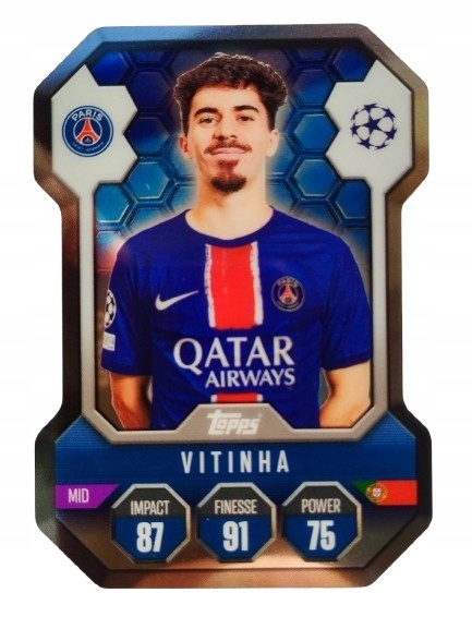 SH14 Vitinha Paris Saint-Germain Chrome Pro Elite Shield Match Attax 2024/25