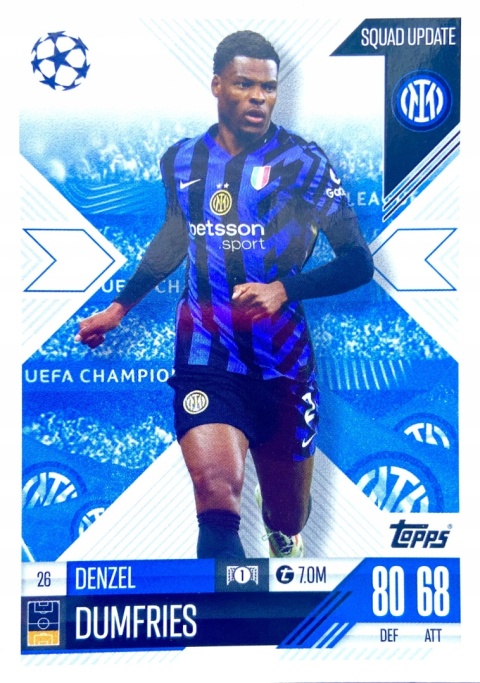 26 Denzel Dumfries Inter Squad Update Match Attax Extra 2025