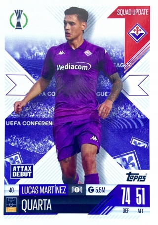 40 Lucas Martínez Quarta ACF Fiorentina Squad Update Match Attax Extra 2025