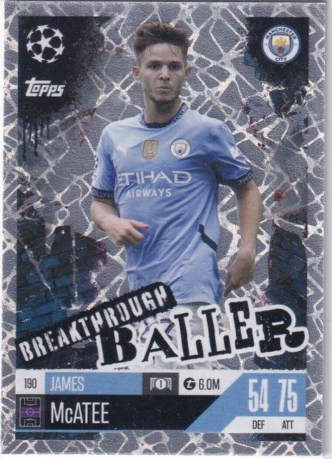 190 James McAtee Manchester City Breakthrough Baller Match Attax Extra 2025