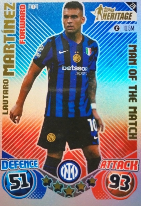 276 Lautaro Martínez Inter Man of the Match Heritage Match Attax Extra 2025