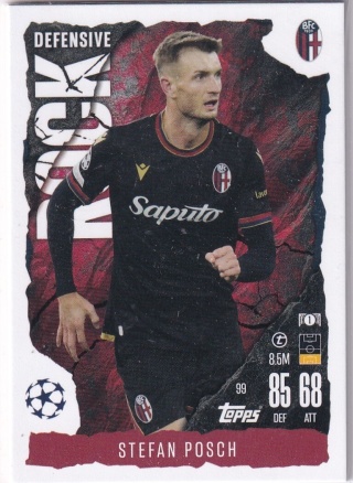 99 Stefan Posch Bologna FC 1909 Defensive Rock Match Attax Extra 2025