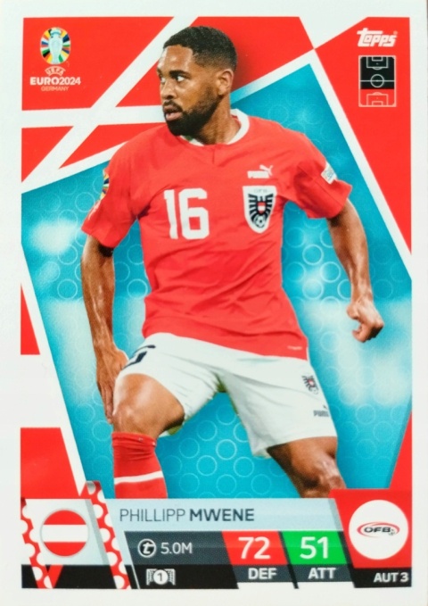 AUS3 Phillipp Mwene Austria Base EURO 2024 Match Attax