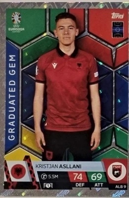 ALB9 Kristjan Asllani Albania Graduated Gem EURO 2024 Match Attax