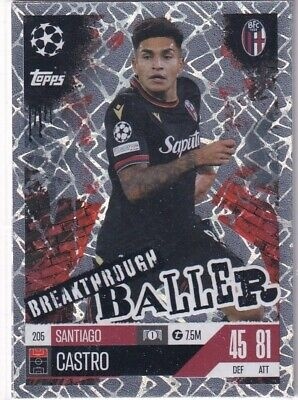 205 Santiago Castro Bologna FC 1909 Breakthrough Baller Match Attax Extra 2025