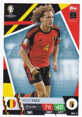 BEL5 Wout Faes Belgium Base EURO 2024 Match Attax