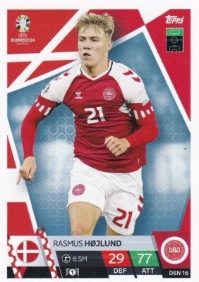 DEN16 Rasmus Højlund Denmark Base EURO 2024 Match Attax
