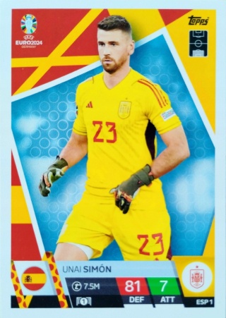 ESP1 Unai Simón Spain Base EURO 2024 Match Attax