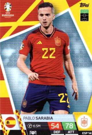 ESP14 Pablo Sarabia Spain Base EURO 2024 Match Attax
