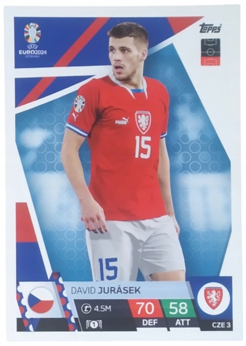 CZE3 David Jurásek Czech Republic Base EURO 2024 Match Attax