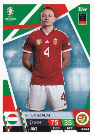 HUN4 Attila Szalai Hungary Base EURO 2024 Match Attax