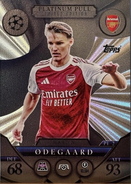 PL2 Martin Ødegaard Arsenal Platinum Pull Limited Edition Match Attax 2025/26