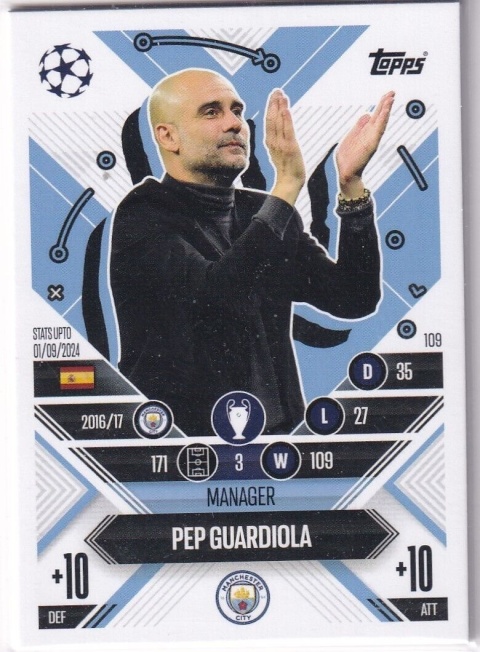 109 Pep Guardiola Manchester City Manager Career Match Attax Extra 2025