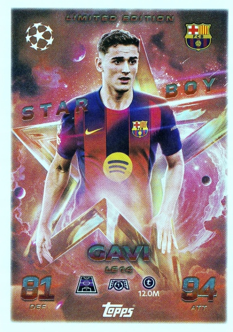 LE14 Gavi FC Barcelona Starboy Limited Edition Match Attax 2025/26
