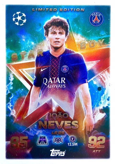 LE26 João Neves PSG Starboy Limited Edition Match Attax 2025/26