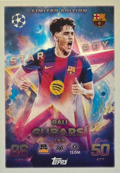 LE5 Pau Cubarsí FC Barcelona Starboy Limited Edition Match Attax 2025/26