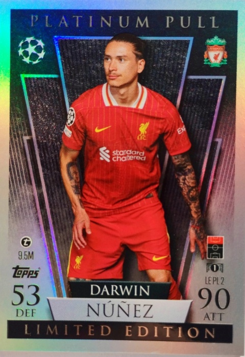 LEPL2 Darwin Nunez Liverpool Limited Edition - Platinum Pull Match Attax 2024/25