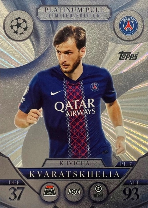 PL7 Khvicha Kvaratskhelia PSG Platinum Pull Limited Edition Match Attax 2025/26
