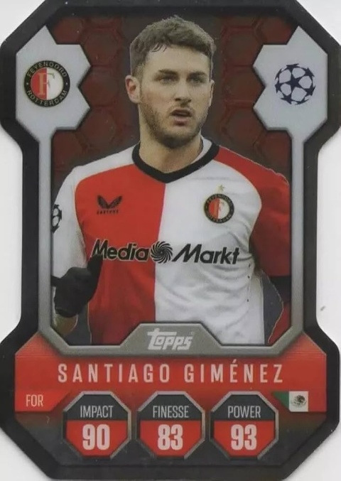 SH13 Santiago Giménez Feyenoord Chrome Pro Elite Shield Match Attax 2024/25