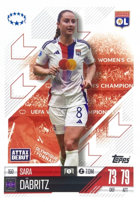 150 Sara Däbritz Olympique Lyonnais UWCL Match Attax Extra 2025
