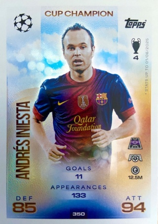 350 Andrés Iniesta FC Barcelona Cup Champion Match Attax 2025/26