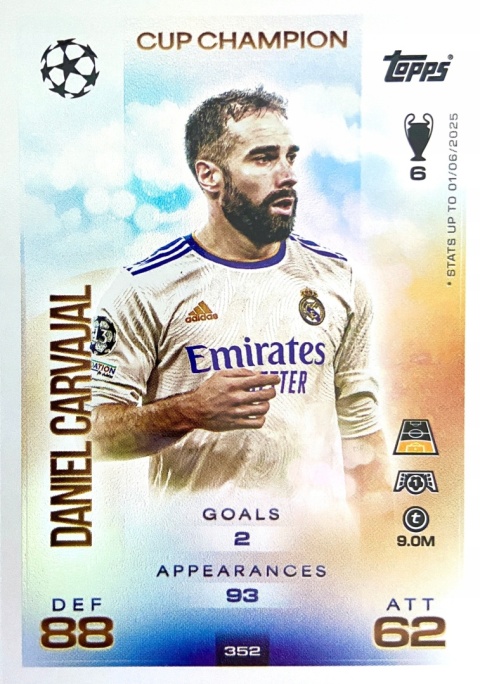 352 Daniel Carvajal Real Madryt Cup Champion Match Attax 2025/26