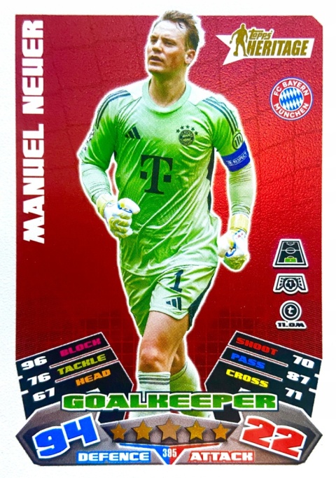 395 Manuel Neuer FC Bayern Heritage Match Attax 2025/26