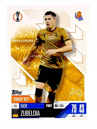 64 Igor Zubeldia Real Sociedad Away Kit Match Attax Extra 2025