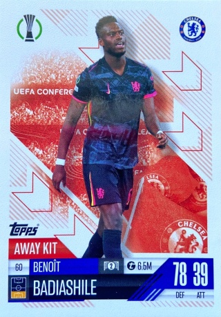 60 Benoît Badiashile Chelsea Away Kit Match Attax Extra 2025