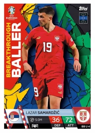 BBU4 Lazar Samardžić Serbia Breakthrough Baller EURO 2024 Match Attax