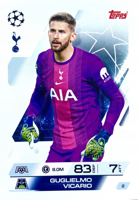 2 Guglielmo Vicario Tottenham Base Match Attax 2025/26