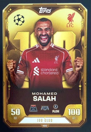 466 Mohamed Salah Liverpool 100 Club Match Attax 2025/26