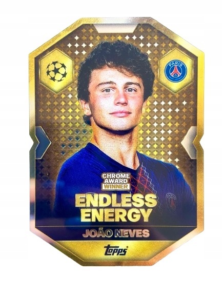 CA10 João Neves PSG Chrome Award Winner Match Attax 2025/26