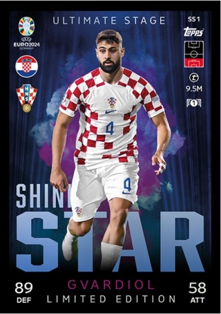 SSLE1 Joško Gvardiol Croatia LE Shining Star EURO 2024 Match Attax