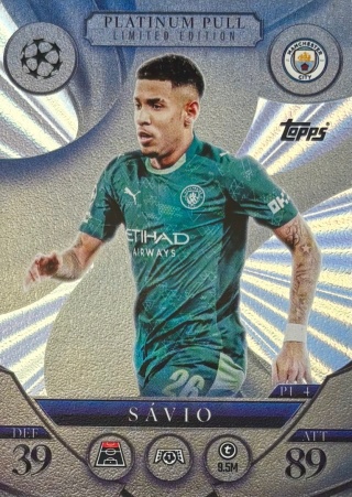 PL4 Sávio Manchester City Platinum Pull Limited Edition Match Attax 2025/26