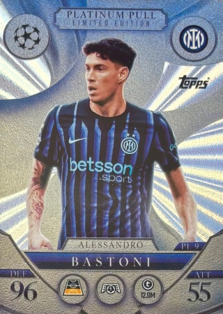 PL9 Alessandro Bastoni Inter Platinum Pull Limited Edition Match Attax 2025/26