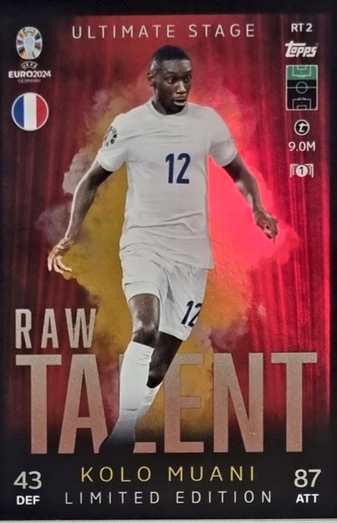 RTLE2 Randal Kolo Muani France LE Raw Talent EURO 2024 Match Attax