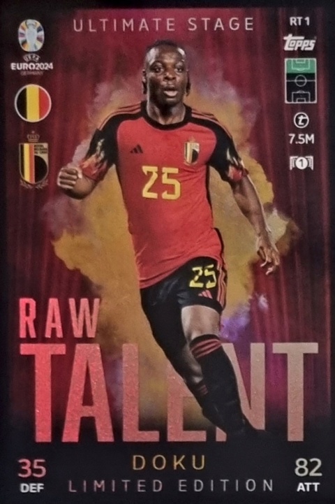 RTLE1 Jérémy Doku Belgium LE Raw Talent EURO 2024 Match Attax
