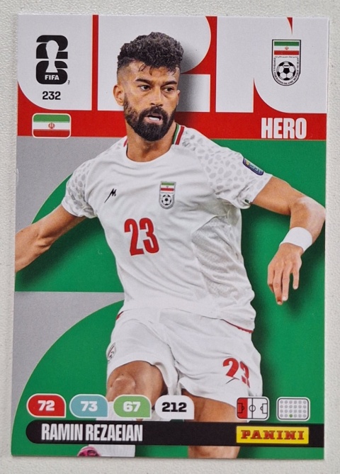 232 Ramin Rrezaeian Iran Hero Panini FIFA World Cup 2026