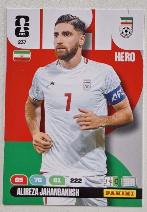 237 Alireza Jahanbakhsh Iran Hero Panini FIFA World Cup 2026