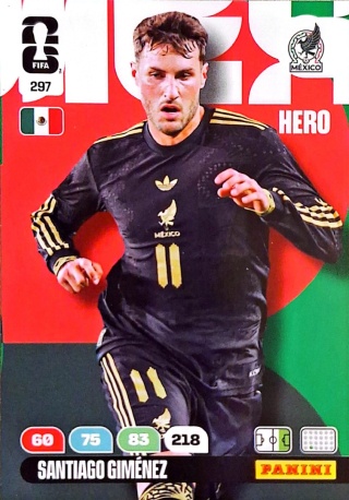 297 Santiago Gimenez Mexico Hero Panini FIFA World Cup 2026