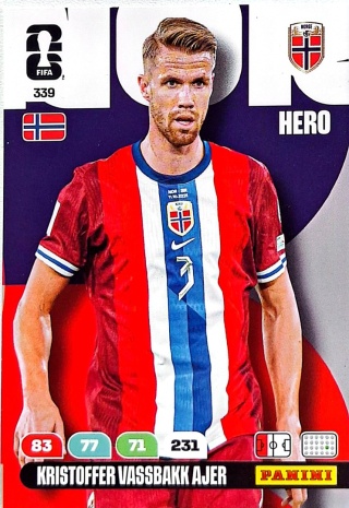 339 Kristoffer Vassbakk Ajer Norway Hero Panini FIFA World Cup 2026
