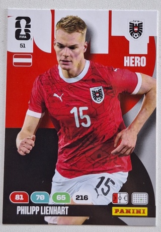 51 Philipp Lienhart Austria Hero Panini FIFA World Cup 2026