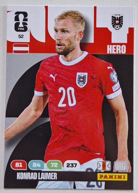 52 Konrad Laimer Austria Hero Panini FIFA World Cup 2026