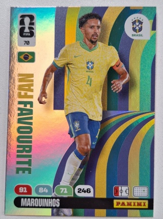 70 Marquinhos Brazil Fan Favourite Panini FIFA World Cup 2026
