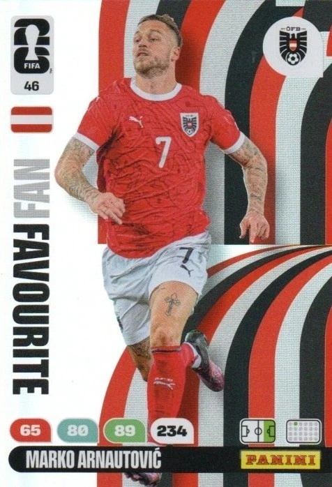 46 Marko Arnautovic Austria Fan Favourite Panini FIFA World Cup 2026