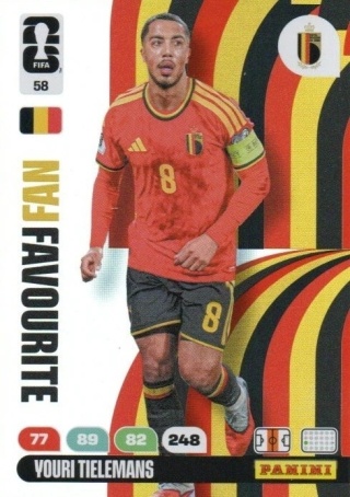 58 Youri Tielemans Belgium Fan Favourite Panini FIFA World Cup 2026