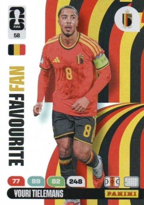 58 Youri Tielemans Belgium Fan Favourite Panini FIFA World Cup 2026