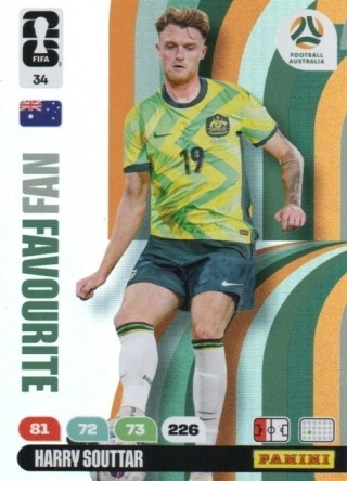 34 Harry Souttar Australia Fan Favourite Panini FIFA World Cup 2026